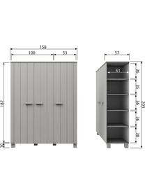 Dřevěná šatní skříň Dennis, Betonová šedá, Š 158 cm, V 202 cm