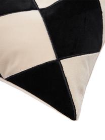 Housse de coussin 45x45 velours noir/blanc crème Jaxon, 100 % velours de polyester, Noir, beige, larg. 45 x long. 45 cm