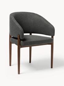 Židle s područkami Nemo, Antracitová, tmavé jasanové dřevo, Š 63 cm, V 55 cm
