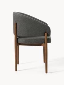 Silla con reposabrazos Nemo, Tapizado: 100% poliéster Alta resis, Estructura: madera de fresno pintada, Tejido gris antracita, madera de fresno oscura, An 63 x F 55 cm