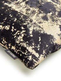 Samt-Kissenhülle Shiny mit schimmerndem Vintage Muster, 100% Polyestersamt, Graphitgrau, 40 x 40 cm