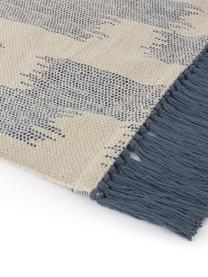 Teppich Fiji in Blau/Beige mit Fransen, 100% Baumwolle, Blau, Beige, B 150 x L 200 cm (Größe S)