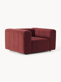 Poltrona lounge in velluto Lena, Rivestimento: velluto (100% poliestere), Struttura: legno di faggio, truciola, Piedini: plastica, Velluto rosso vino, Larg. 133 x Prof. 106 cm