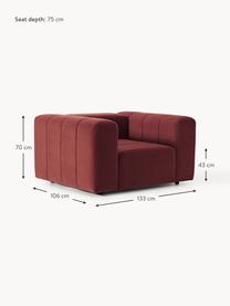 Fauteuil lounge en velours Lena, Velours lie de vin, larg. 133 x prof. 106 cm