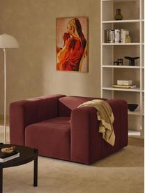 Poltrona lounge in velluto Lena, Rivestimento: velluto (100% poliestere), Struttura: legno di faggio, truciola, Piedini: plastica, Velluto rosso vino, Larg. 133 x Prof. 106 cm