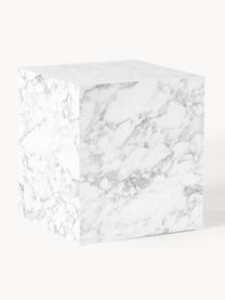 Tavolino effetto cemento Lesley, Pannello MDF (fibra a media densità) rivestito con lamina di melamina, Bianco effetto marmo lucido, Larg. 45 x Alt. 50 cm