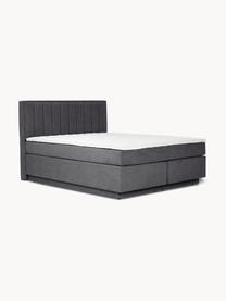 Boxspringbett Livia mit Stauraum, Matratze: 5-Zonen-Taschenfederkern, Füße: Kunststoff, Webstoff Dunkelgrau, B 180 x L 200 cm, Härtegrad H2