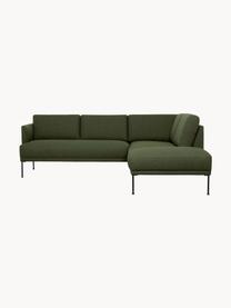 Ecksofa Fluente mit Metall-Füßen, Bezug: 100% Polyester Der hochwe, Gestell: Massives Kiefernholz, FSC, Füße: Metall, pulverbeschichtet, Webstoff Dunkelgrün, B 221 x T 200 cm, Eckteil links