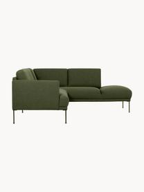 Ecksofa Fluente mit Metall-Füßen, Bezug: 100% Polyester Der hochwe, Gestell: Massives Kiefernholz, FSC, Füße: Metall, pulverbeschichtet, Webstoff Dunkelgrün, B 221 x T 200 cm, Eckteil links