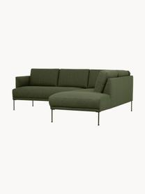 Ecksofa Fluente mit Metall-Füßen, Bezug: 100% Polyester Der hochwe, Gestell: Massives Kiefernholz, FSC, Füße: Metall, pulverbeschichtet, Webstoff Dunkelgrün, B 221 x T 200 cm, Eckteil links