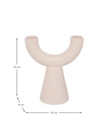 Set 2 candelabri in gres bianco/beige Shalea, Gres, Bianco, beige, Larg. 14 x Alt. 16 cm