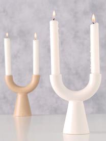 Set de candelabros de gres Shalea, 2 uds., Gres, Blanco, beige, An 14 x Al 16 cm