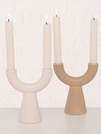 Set de candelabros de gres Shalea, 2 uds., Gres, Blanco, beige, An 14 x Al 16 cm