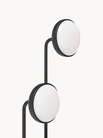Lámpara de pie LED regulable James, Pantalla: vidrio opalino, Estructura: metal, Cable: cubierto en tela, Negro mate, Al 130 cm
