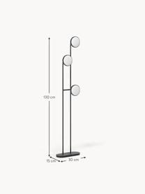 Lampada da terra a LED luce regolabile James, Paralume: vetro opale, Struttura: metallo, Nero opaco, Alt. 130 cm