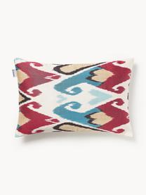 Housse de coussin 40x60 en soie avec motif abstrait Silky, Rouge, tons bleus, blanc, larg. 40 x long. 60 cm