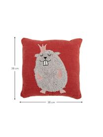 Coussin Hamster, Rouge, gris, couleur saumon