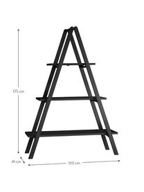 Schwarzes Standregal Clapham, Mitteldichte Holzfaserplatte (MDF) mit Eichenholzfurnier, lackiert, Schwarz, 120 x 175 cm