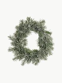 Couronne de Noël Vintia, Ø 40 cm, Plastique (ABS), laqué, certifié Greenguard, Vert foncé, enneigé, Ø 40 x haut. 8 cm