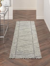 Tapis de couloir en laine tissé à la main Colorado, 100 % laine

Les tapis en laine peuvent perdre des fibres lors des premières semaines et des peluches peuvent se former, ce phénomène est naturel et diminue à mesure de votre usage et du temps, Blanc crème, gris foncé, larg. 70 x long. 230 cm