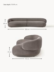 Sofa Alba (4-Sitzer), Bezug: 97 % Polyester, 3 % Nylon, Gestell: Massives Fichtenholz, Bir, Webstoff Taupe, B 326 x T 112 cm