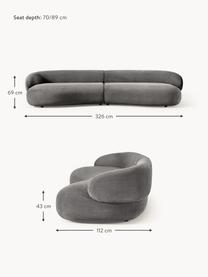 Sofa Alba (4-osobowa), Tapicerka: 97% poliester, 3% nylon D, Stelaż: lite drewno świerkowe, sk, Nogi: tworzywo sztuczne Ten pro, Taupe tkanina, S 326 x G 112 cm