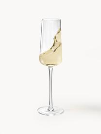 Ręcznie wykonany kieliszek do szampana z ryflowaną powierzchnią Cami, 4 szt., Szkło dmuchane, Transparentny, Ø 7 x W 25 cm