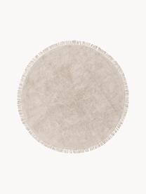 Tappeto rotondo in cotone fatto a mano con frange Daya, Beige, Ø 250 cm (taglia XL)