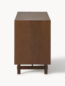 Credenza piccola in legno di quercia Diana, Gambe: legno massello di quercia, Maniglie: lega di alluminio Questo , Legno di quercia scuro, Larg. 110 x Alt. 76 cm