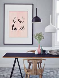 Poster C'est La Vie, Digitale print op papier, 200 g/m², Roze, zwart, B 30 x H 42 cm