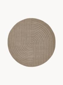 Tapis rond en laine taupe tufté main Mason, Taupe, Ø 150 cm (taille M)