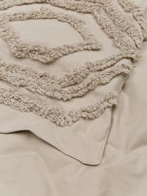 Copriletto con decorazione a ciuffi Faye, 100% cotone, Beige, Larg. 240 x Lung. 260 cm (per letti da 200 x 200)