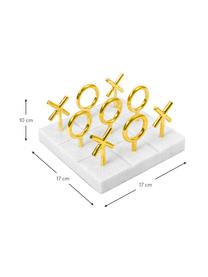 Designer-Brettspiel Tic Tac Toe aus Marmor, Sockel: Marmor, Spielsteine: Messing Sockel: Weiss, B 17 x H 10 cm