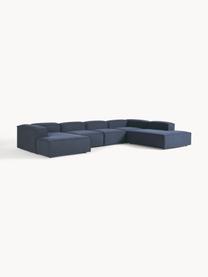 Sofa modułowa Lennon, Tapicerka: 100% poliester Dzięki tka, Stelaż: lite drewno sosnowe, skle, Nogi: tworzywo sztuczne Ten pro, Ciemnoniebieska tkanina, S 418 x G 269 cm,  lewostronna