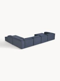 Sofa modułowa Lennon, Tapicerka: 100% poliester Dzięki tka, Stelaż: lite drewno sosnowe, skle, Nogi: tworzywo sztuczne Ten pro, Ciemnoniebieska tkanina, S 418 x G 269 cm,  lewostronna