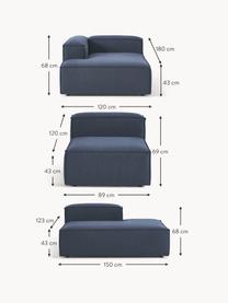 Canapé lounge modulable Lennon, Tissu bleu foncé, larg. 418 x prof. 269 cm, méridienne à droite
