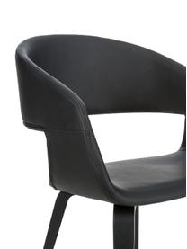 Sedie con braccioli  Nova, 2 pz., Gambe: compensato di rovere vern, Rivestimento: similpelle (poliuretano), Nero, L 50 x A 77 cm