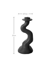 Candelabro nero dalla forma organica Organic Swirl, Poliresina, Nero, Ø 11 x Alt. 25 cm