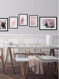 Gerahmter Digitaldruck Pink Flowers, Bild: Digitaldruck, Rahmen: Echtholzrahmen, Front: Acrylglas, Rückseite: Mitteldichte Holzfaserpla, Bild: Rosatöne, Weiß, Dunkelgrün Rahmen: Schwarz, 40 x 30 cm