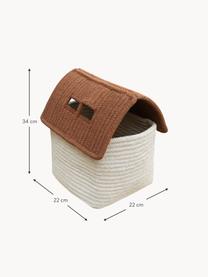 Handgefertigter Aufbewahrungskorb House, 97 % Baumwolle, 3 % andere Fasern, Hellbeige, Braun, B 22 x H 34 cm