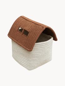 Handgefertigter Aufbewahrungskorb House, 97 % Baumwolle, 3 % andere Fasern, Hellbeige, Braun, B 22 x H 34 cm