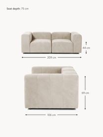 Modulares Sofa Lena (3-Sitzer), Bezug: Webstoff (88% Polyester, , Gestell: Kiefernholz, Schichtholz,, Webstoff Hellbeige, B 209 x T 106 cm