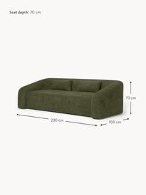 Sofá cama de borreguillo bouclé Eliot (3 plazas), Tapizado: tejido borreguillo bouclé, Patas: plástico, Borreguillo bouclé verde oscuro, An 230 x F 100 cm