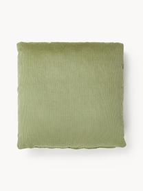 Coussin de canapé en velours côtelé Melva, Velours côtelé vert olive, larg. 50 x long. 50 cm