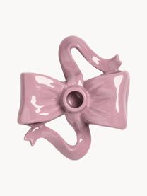 Candelabro fatto a mano Ribbon, Gres, Rosa chiaro lucido, Larg. 18 x Alt. 6 cm