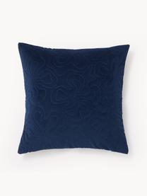 Fluwelen kussenhoes Hera met decoratie in donkerblauw, 100 % gerecycled polyester, Donkerblauw, B 45 x L 45 cm