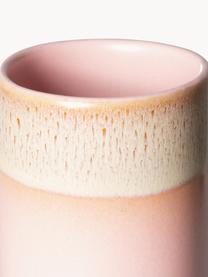 Handbemalte Keramik-Vase 70's mit reaktiver Glasur, H 19 cm, Keramik, Rosatöne, Ø 8 x H 19 cm