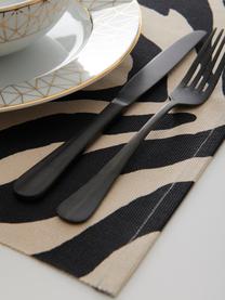 Sets de table en coton imprimé zèbre Jill, 2 pièces, Coton, Noir, couleur crème, larg. 35 x long. 45 cm