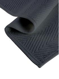 Tapis de bain coton avec motif chevrons Soft, Revêtement : anthracite Pieds : noir