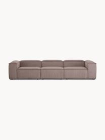 Modulares Sofa Lennon (4-Sitzer) aus Cord, Bezug: Cord (92 % Polyester, 8 %, Gestell: Massives Kiefernholz, Spe, Füße: Kunststoff Dieses Produkt, Cord Taupe, B 327 x T 119 cm